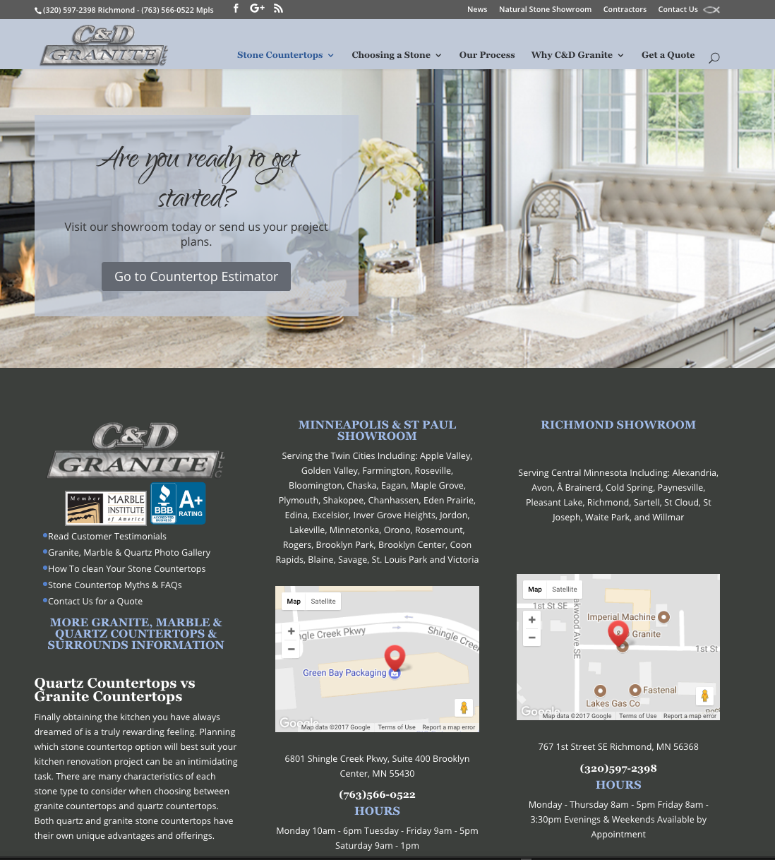 C&D Granite New website tablet view