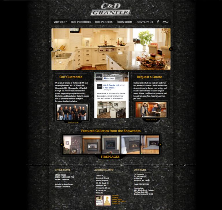 C&D Granite Old Home Page on website