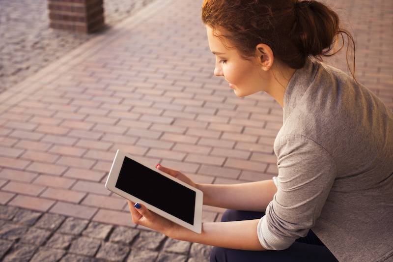 woman reading ebook